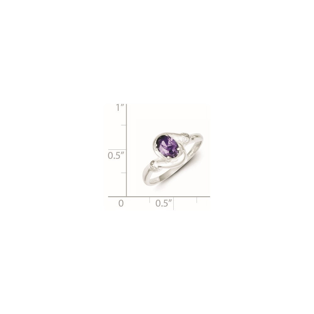 Sterling Silver Purple Oval Cz Ring
