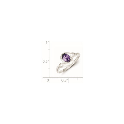 Sterling Silver Purple Oval Cz Ring