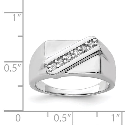 Sterling Silver Rhodium Plated Fancy Cz Ring
