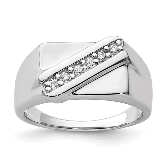 Sterling Silver Rhodium Plated Fancy Cz Ring
