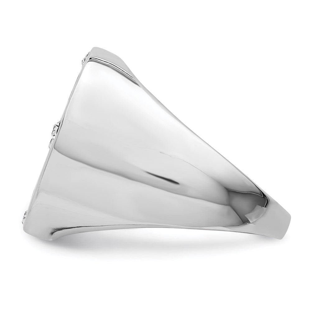 Sterling Silver Rhodium Plated Black Simulated Onyx & Cz Ring