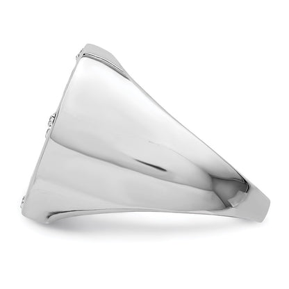 Sterling Silver Rhodium Plated Black Simulated Onyx & Cz Ring