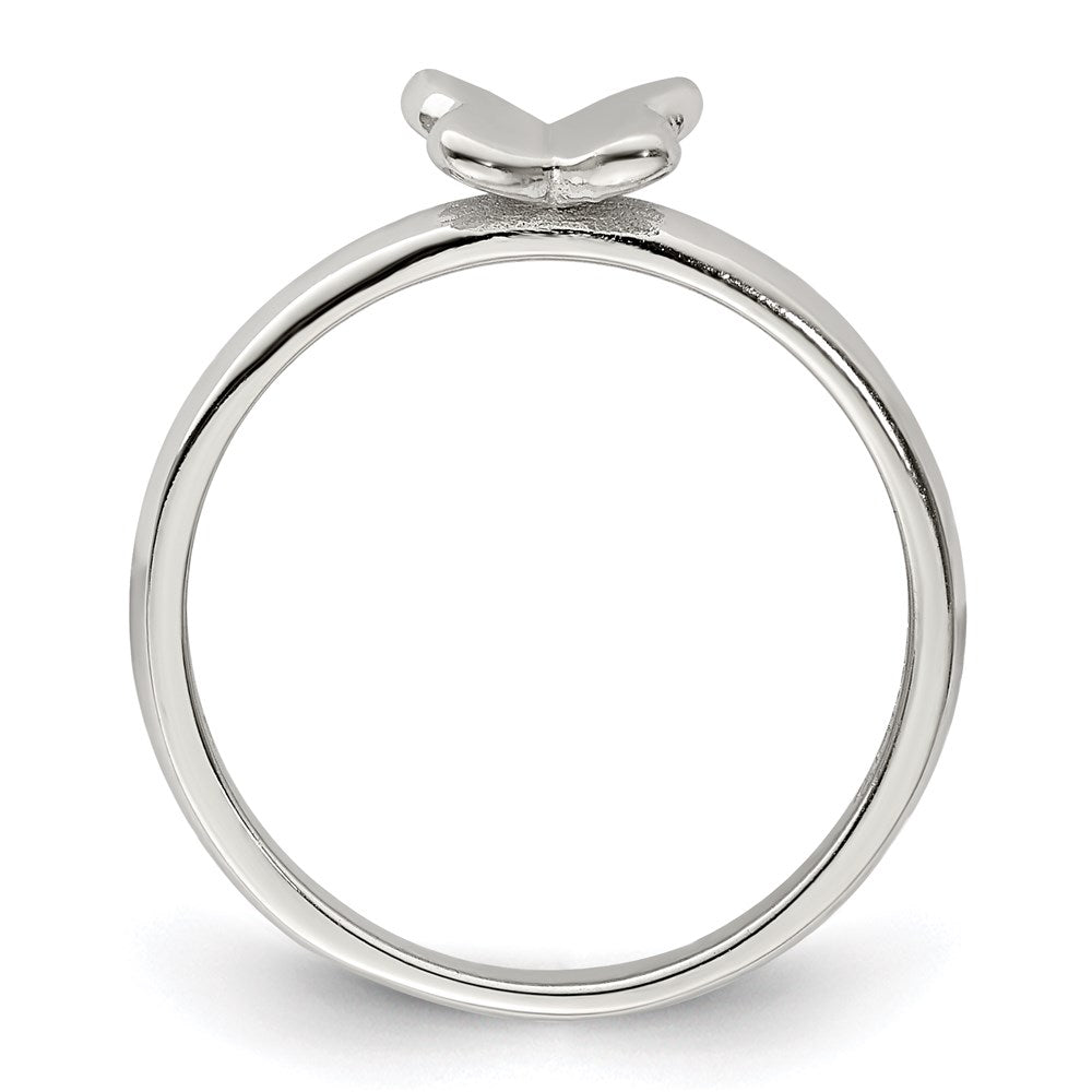 Sterling Silver Rhodium Plated Polished Butterfly Children'S Ring