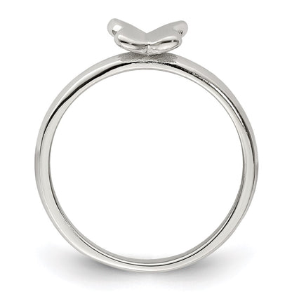 Sterling Silver Rhodium Plated Polished Butterfly Children'S Ring