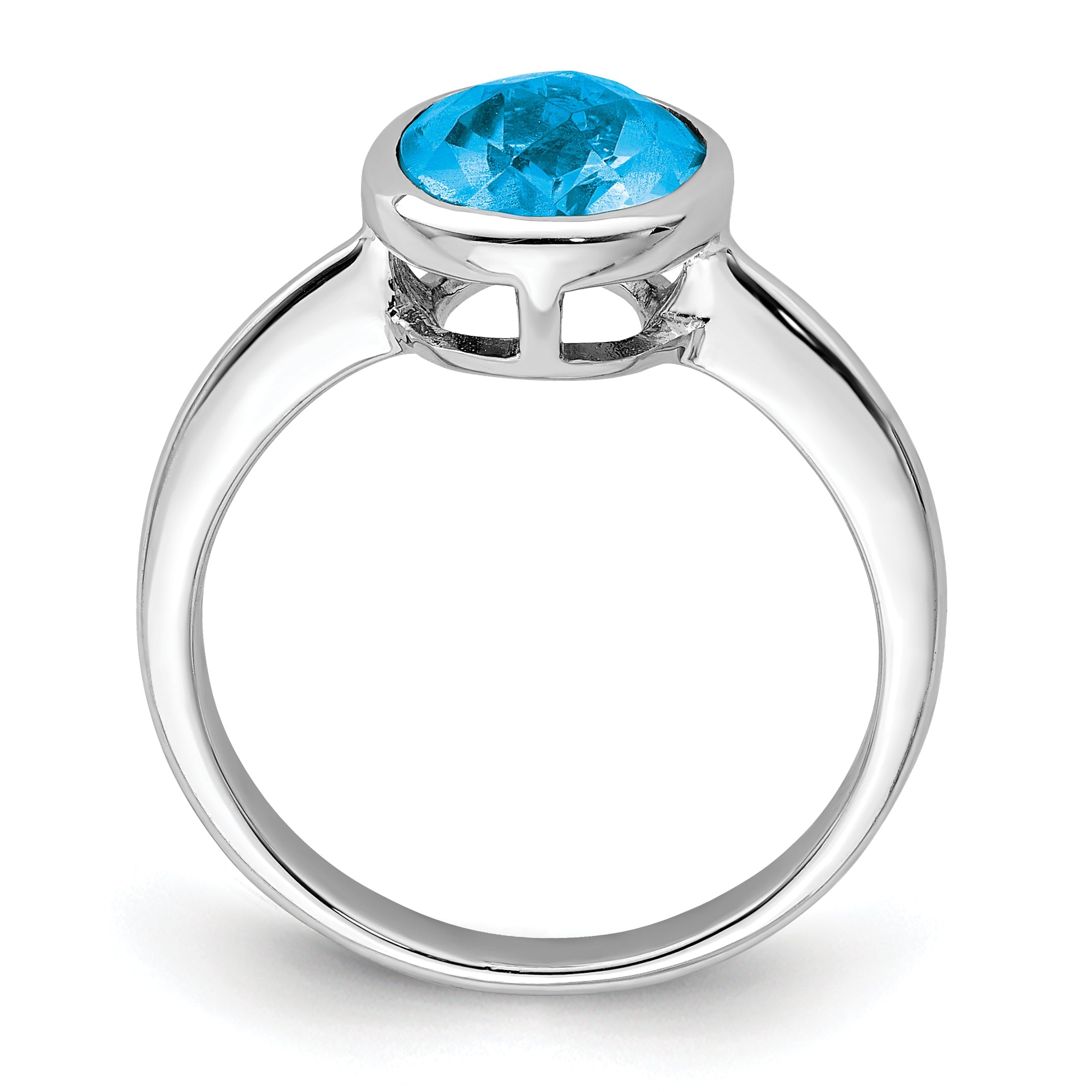 Sterling Silver Rhodium Blue Topaz Ring (Size 9 Only)