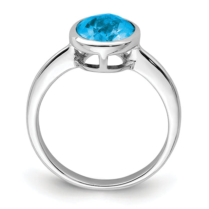 Sterling Silver Rhodium Blue Topaz Ring (Size 9 Only)