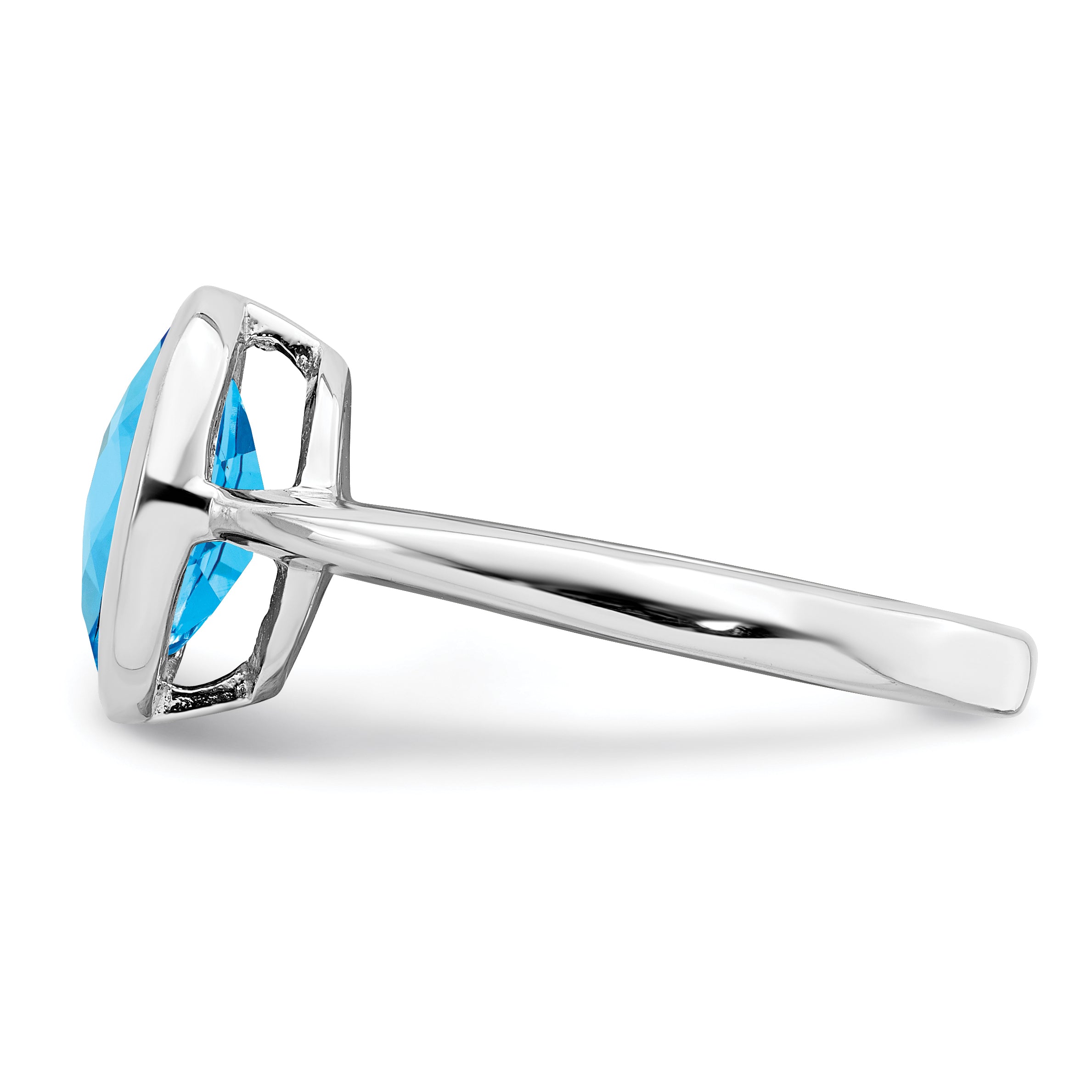 Sterling Silver Rhodium Blue Topaz Ring (Size 9 Only)
