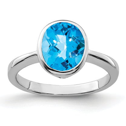 Sterling Silver Rhodium Blue Topaz Ring (Size 9 Only)