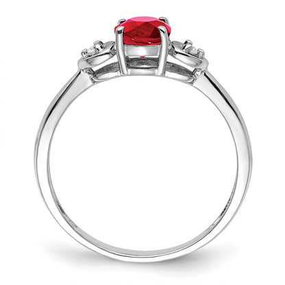 Sterling Silver Rhodium Plated Diamond And Ruby Ring