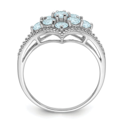 Sterling Silver Rhodium Aquamarine Ring (Size 7 Only)