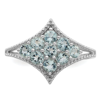 Sterling Silver Rhodium Aquamarine Ring (Size 7 Only)