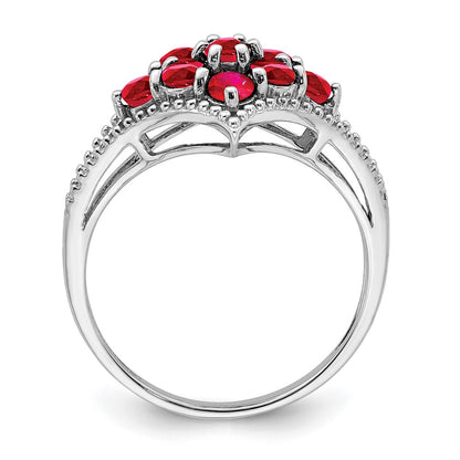 Sterling Silver Rhodium Plated Ruby Ring