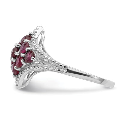 Sterling Silver Rhodium Plated Ruby Ring
