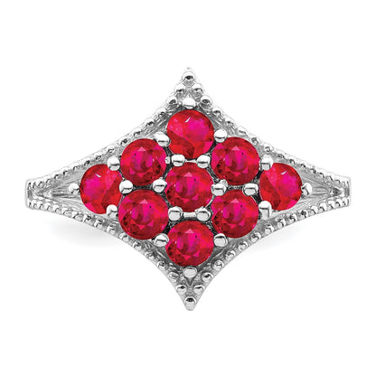 Sterling Silver Rhodium Plated Ruby Ring