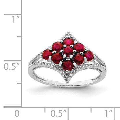 Sterling Silver Rhodium Plated Ruby Ring