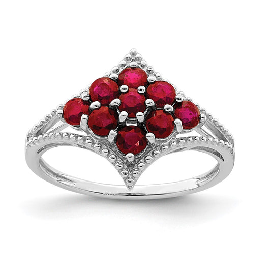 Sterling Silver Rhodium Plated Ruby Ring