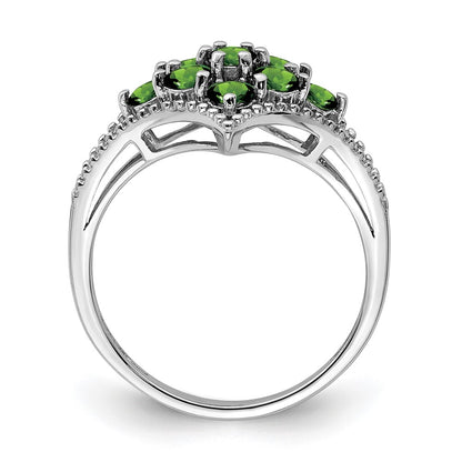 Sterling Silver Rhodium Plated Tsavorite Ring