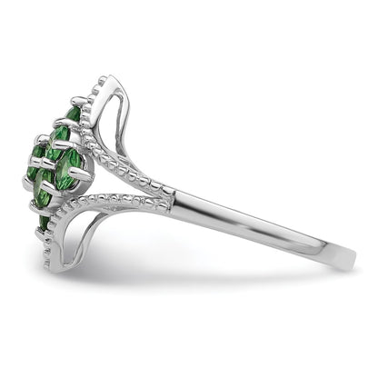 Sterling Silver Rhodium Plated Tsavorite Ring