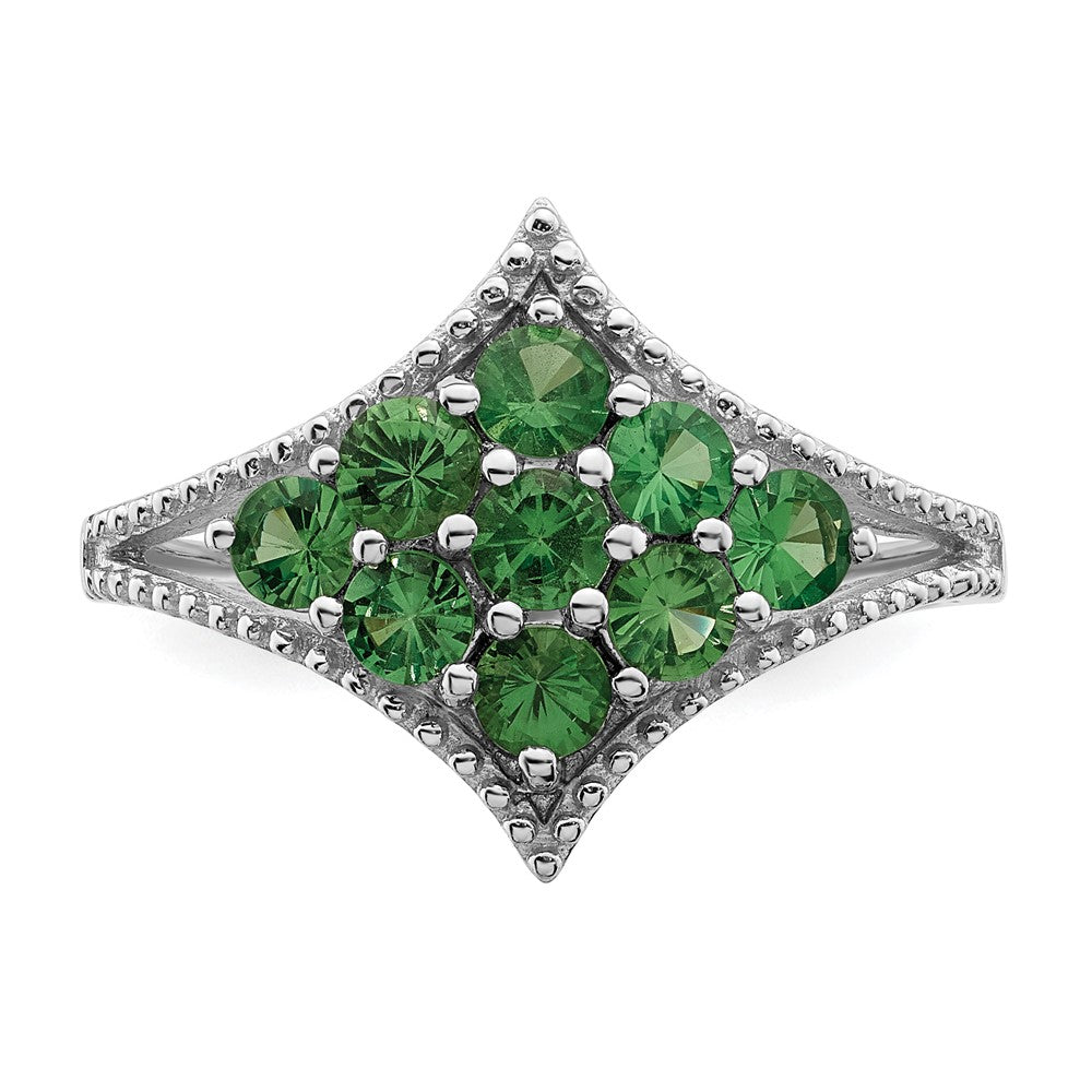 Sterling Silver Rhodium Plated Tsavorite Ring
