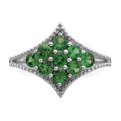 Sterling Silver Rhodium Plated Tsavorite Ring