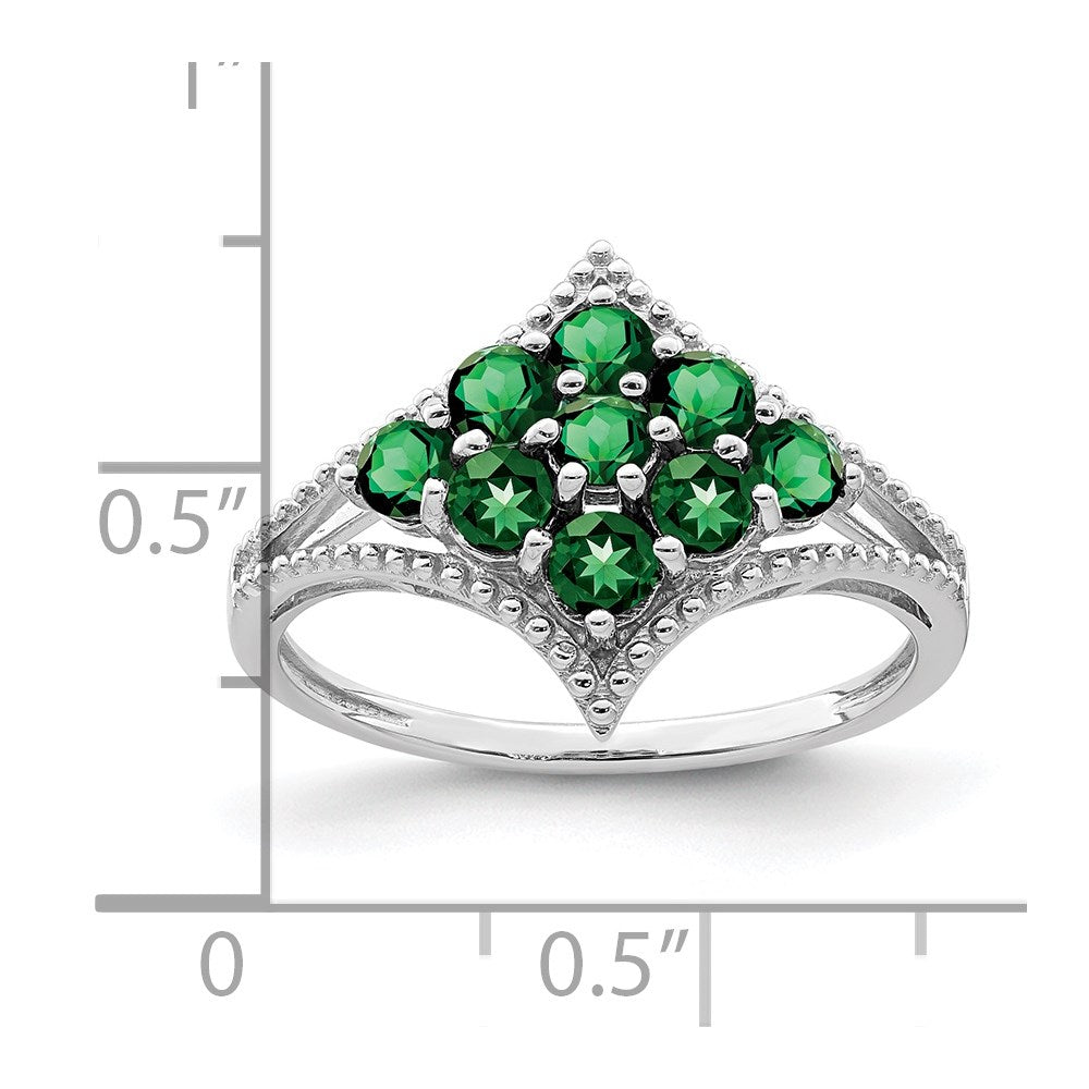 Sterling Silver Rhodium Plated Tsavorite Ring