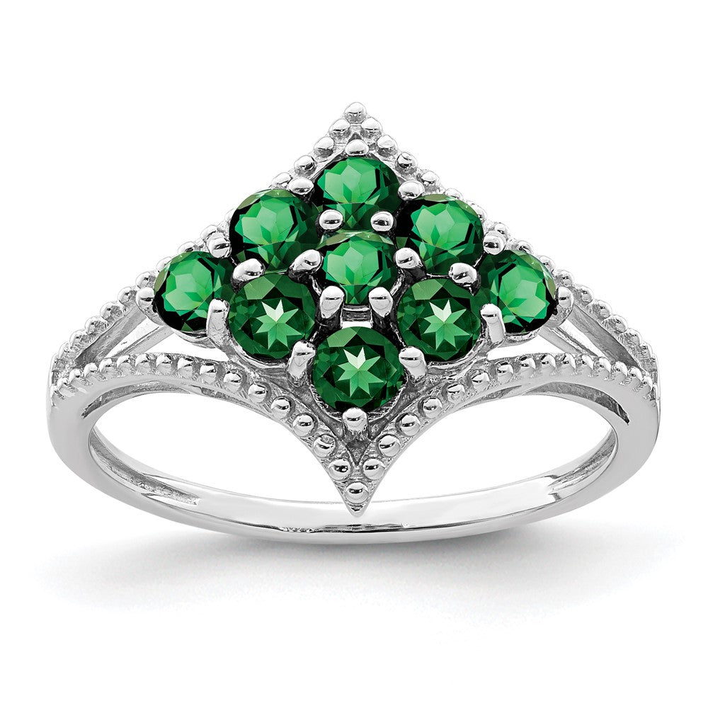 Sterling Silver Rhodium Plated Tsavorite Ring