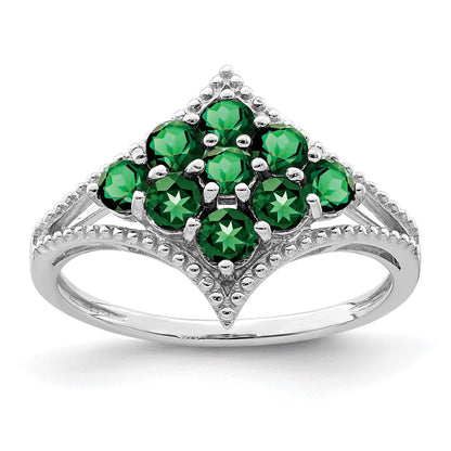 Sterling Silver Rhodium Plated Tsavorite Ring