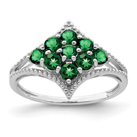 Sterling Silver Rhodium Plated Tsavorite Ring