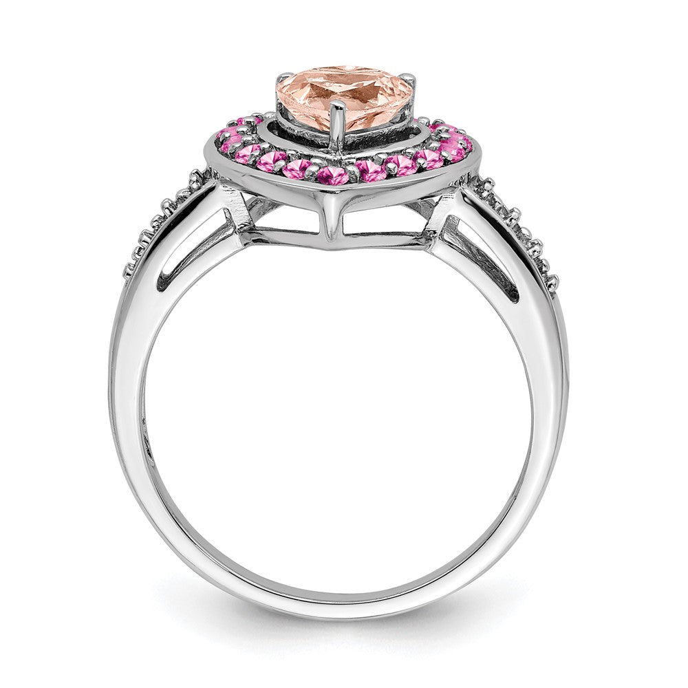 Sterling Silver Rhodium Morganite Heart Ring