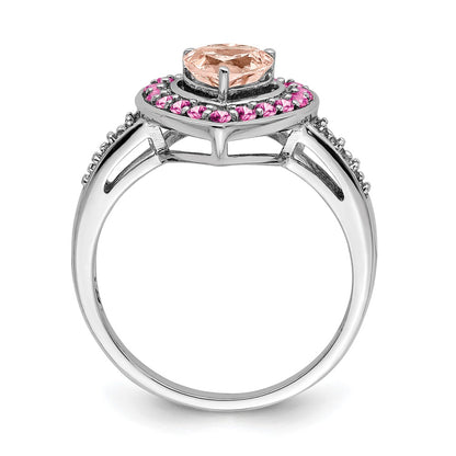 Sterling Silver Rhodium Morganite Heart Ring