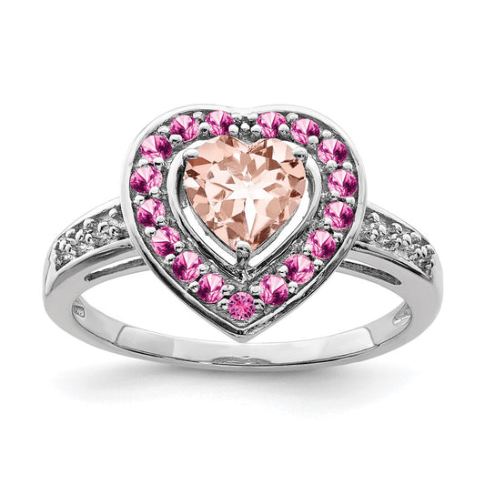 Sterling Silver Rhodium Morganite Heart Ring