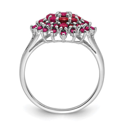 Sterling Silver Rhodium Plated Ruby Ring