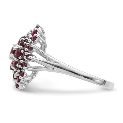 Sterling Silver Rhodium Plated Ruby Ring
