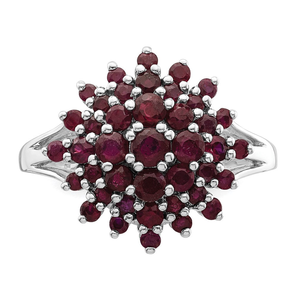 Sterling Silver Rhodium Plated Ruby Ring
