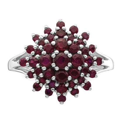 Sterling Silver Rhodium Plated Ruby Ring