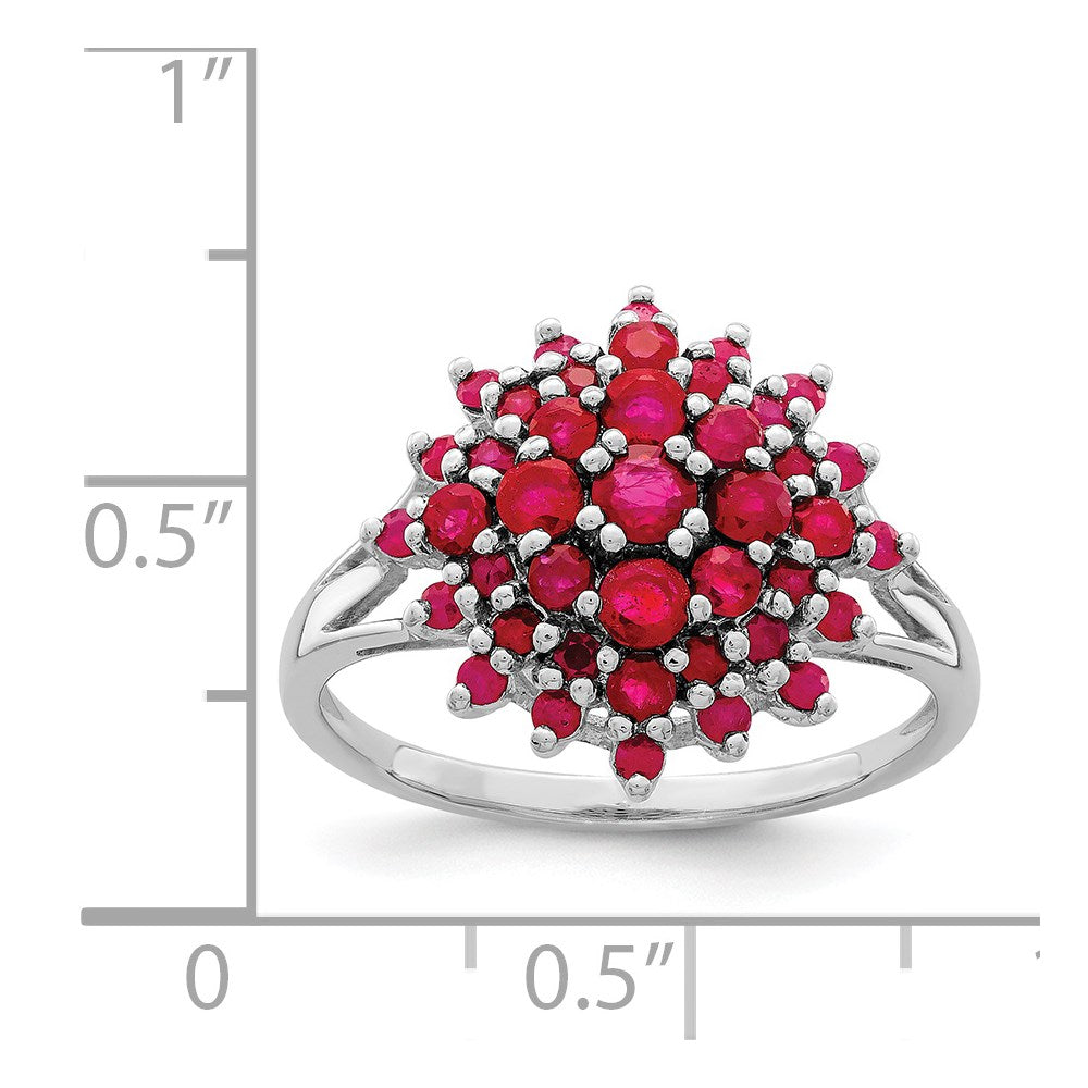 Sterling Silver Rhodium Plated Ruby Ring