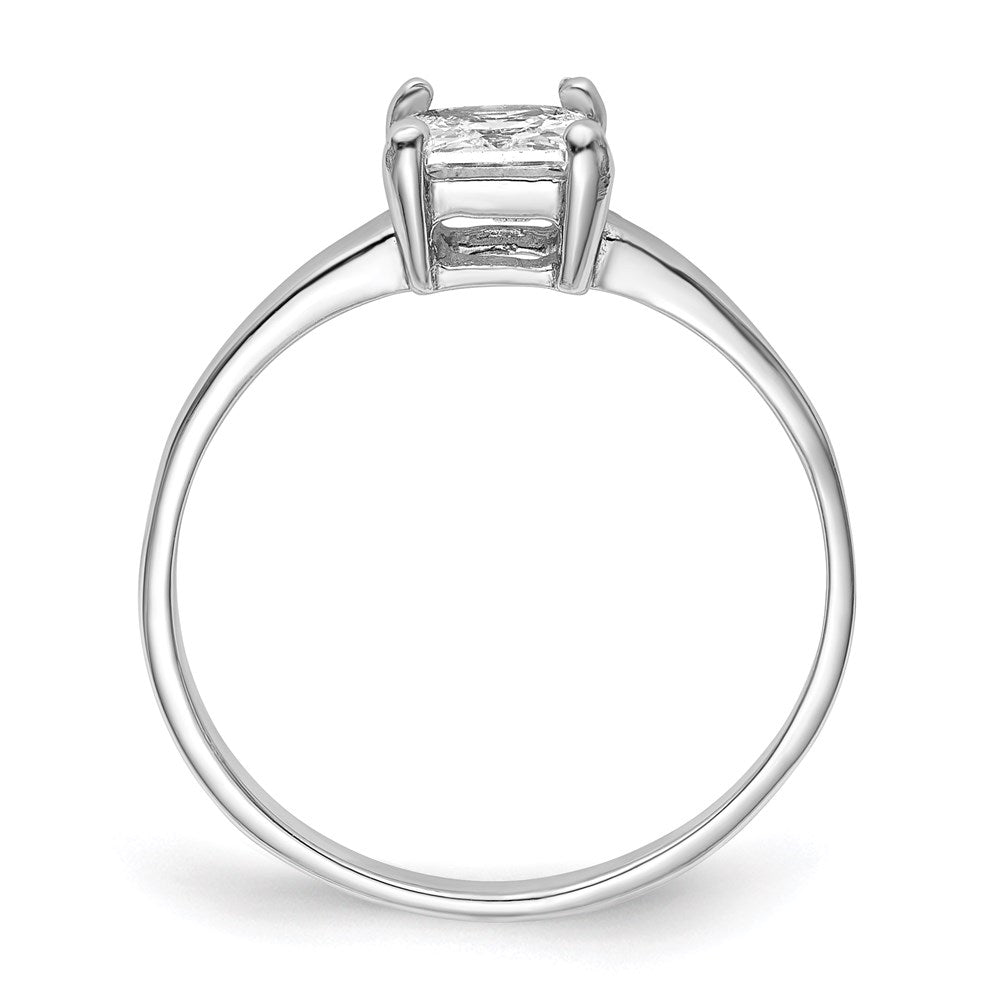 Sterling Silver Rhodium Plated Solitaire Princess Cz Ring