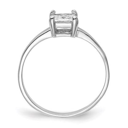 Sterling Silver Rhodium Plated Solitaire Princess Cz Ring