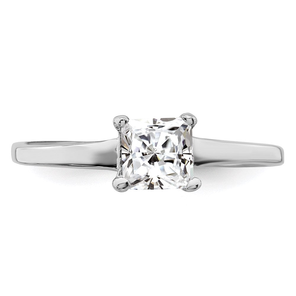 Sterling Silver Rhodium Plated Solitaire Princess Cz Ring