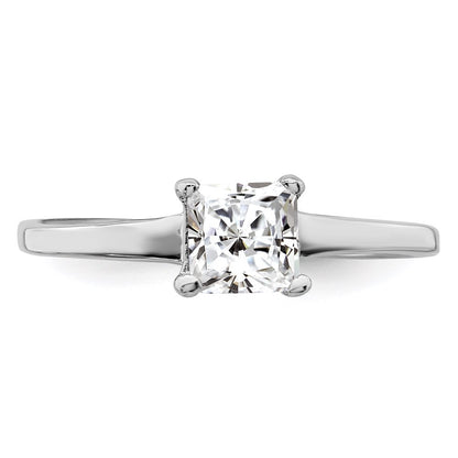 Sterling Silver Rhodium Plated Solitaire Princess Cz Ring
