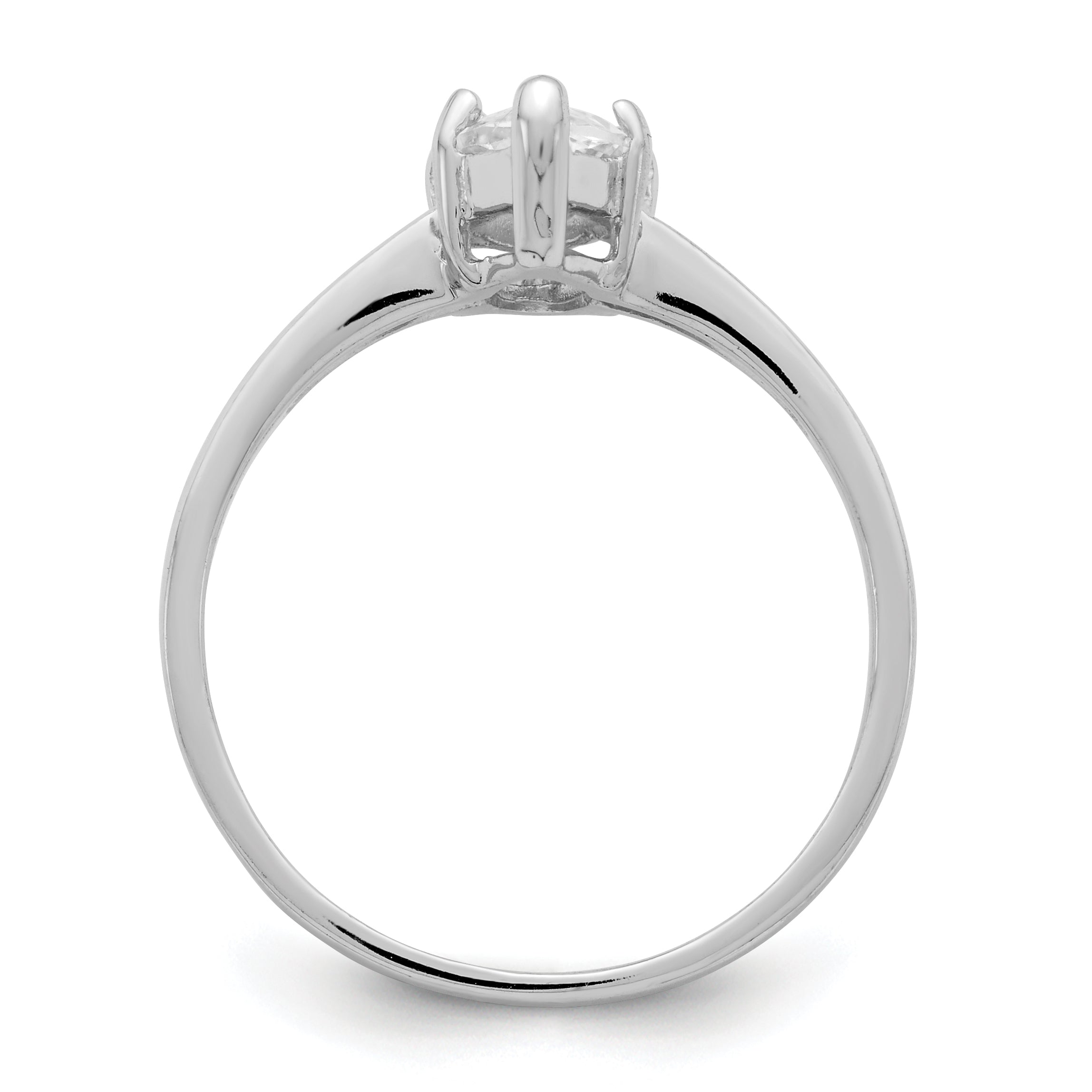 Sterling Silver Rhodium Plated Solitaire Marquise Cz Ring
