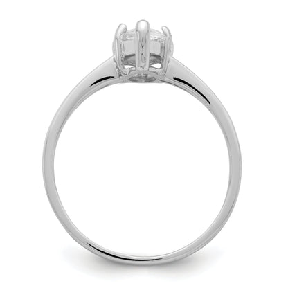 Sterling Silver Rhodium Plated Solitaire Marquise Cz Ring