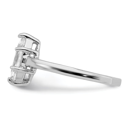 Sterling Silver Rhodium Plated Solitaire Marquise Cz Ring