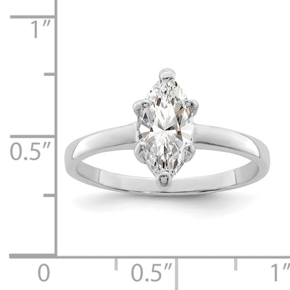 Sterling Silver Rhodium Plated Solitaire Marquise Cz Ring