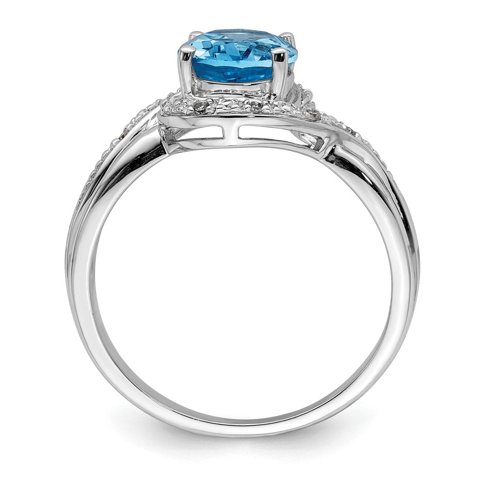 Sterling Silver Rhodium Plated Dia. And Light Swiss Bt Oval Ring