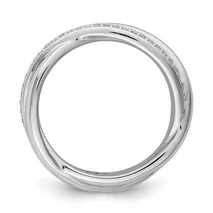 Sterling Silver Rhodium Diamond Band