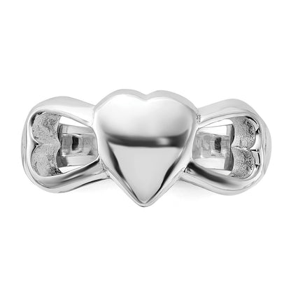 Sterling Silver Polished Hearts Ring