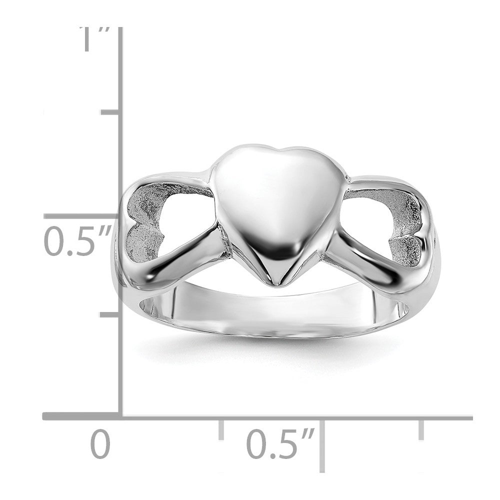 Sterling Silver Polished Hearts Ring