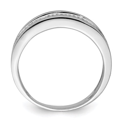 Sterling Silver Rhodium Plated Diamond Men'S Band