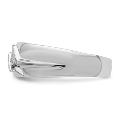 Sterling Silver Rhodium Plated Diamond Men'S Ring